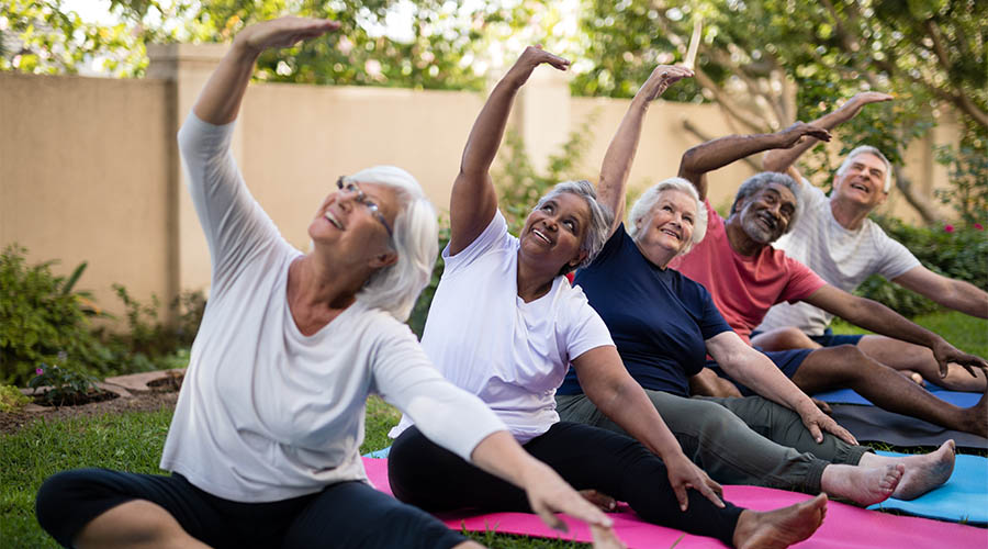 Elderly people exercising