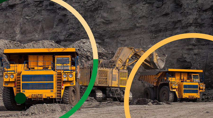 Dumper trucks at a mine