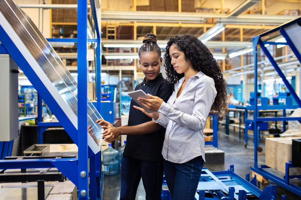 Workers in smart factory