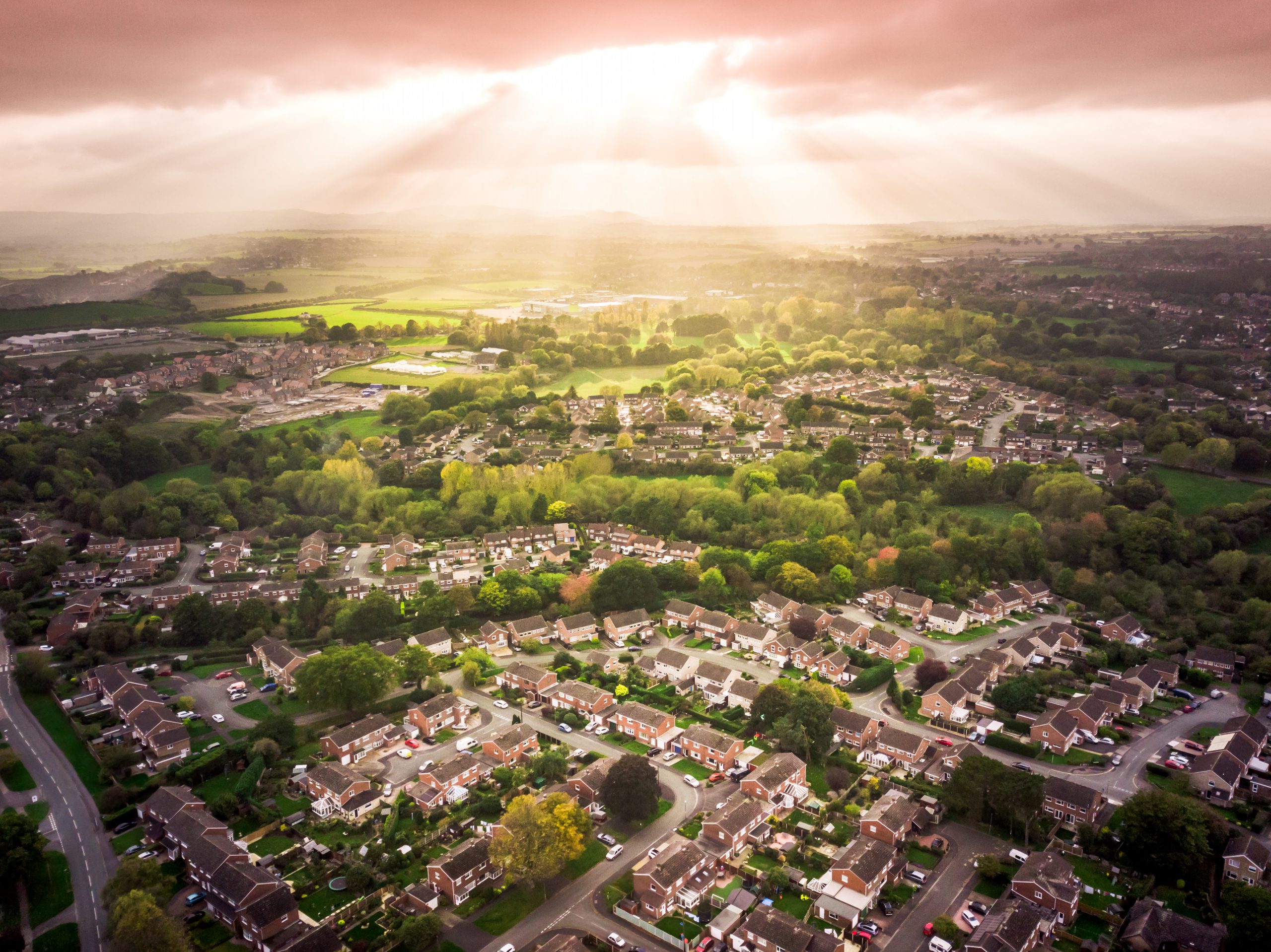 aerial view of town