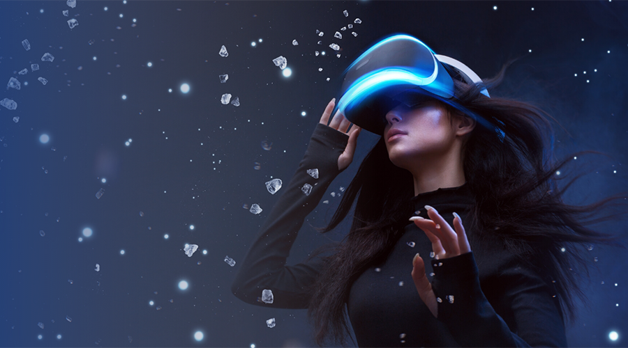 Woman wearing VR headset