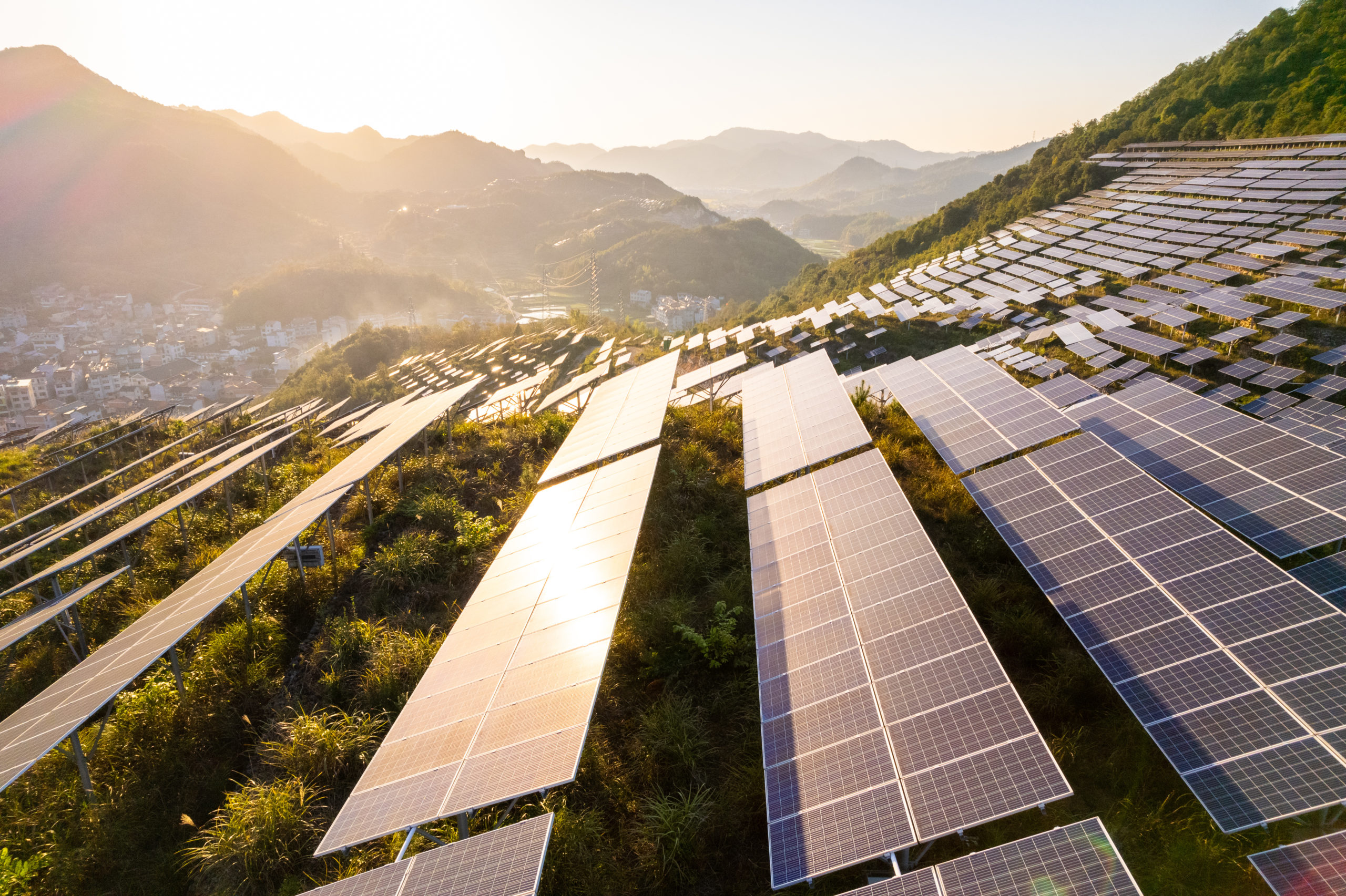 Row of solar panels