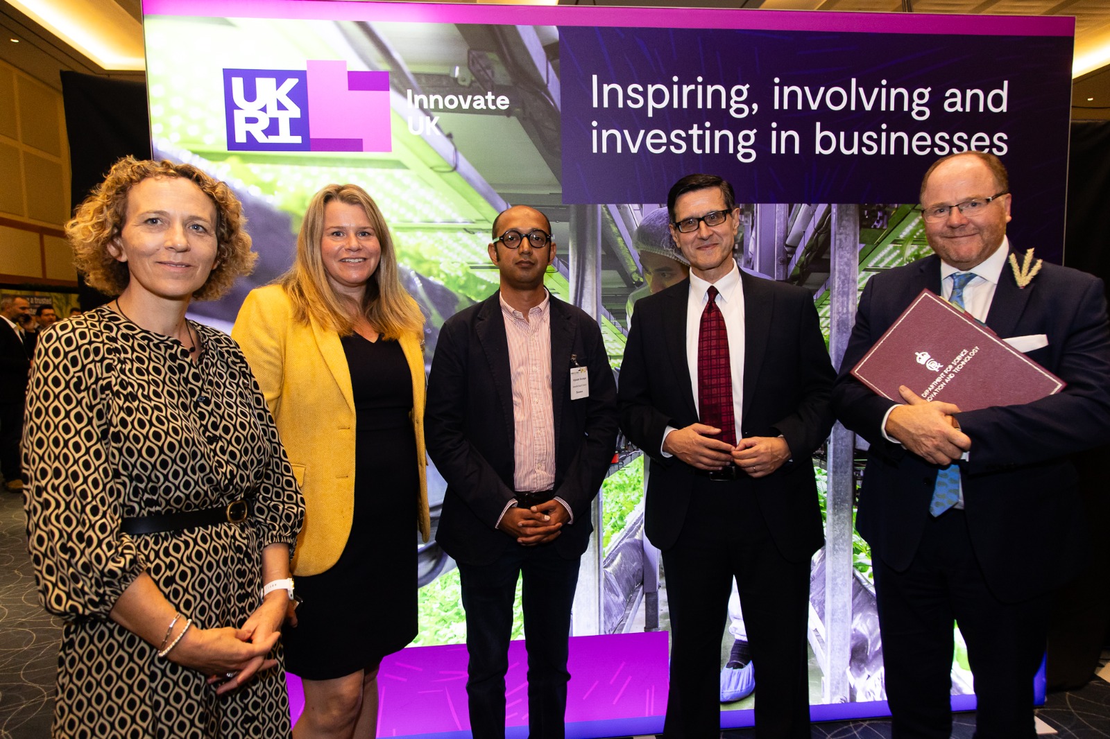 Group of summit attendees including Indro Mukerjee, Innovate UK CEO and George Freeman, Minister of State in the Department for Science, Innovation and Technology.