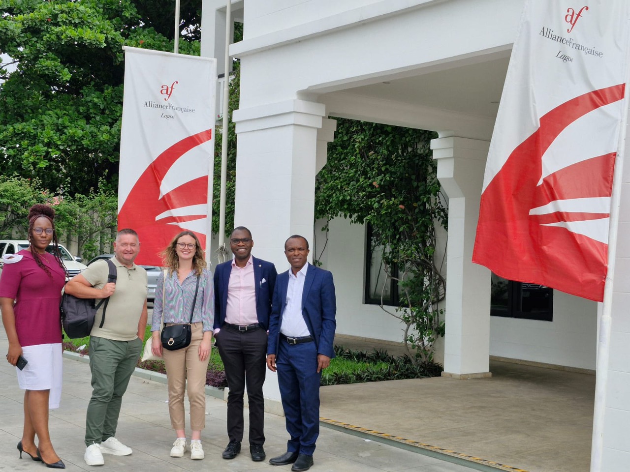 UK-Nigeria Sustainable Construction delegation outside the Alliance Française of Lagos institution 