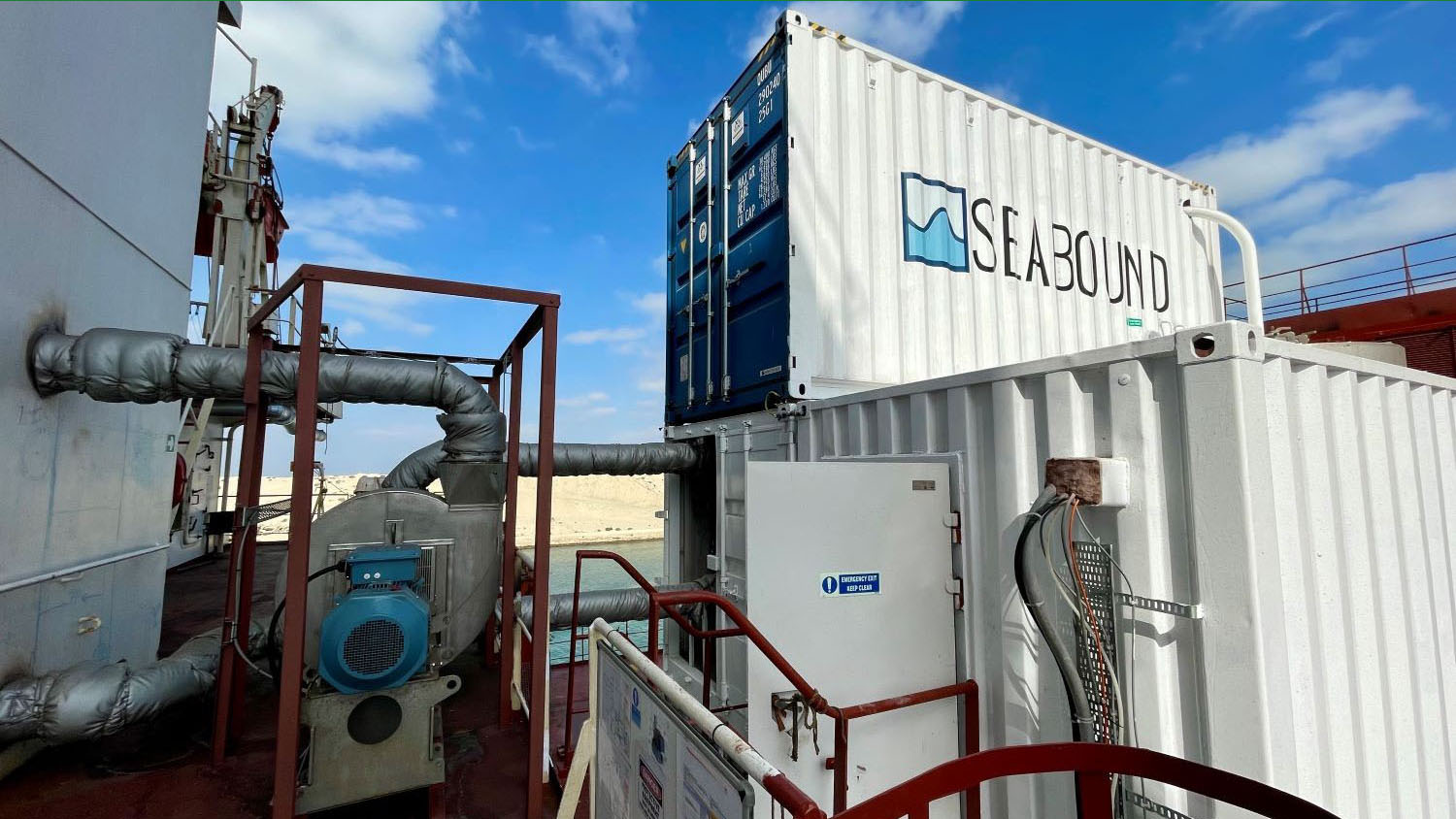 The first onboard installation of the Seabound carbon capture device - Credit: Seabound