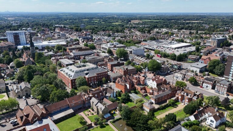 Brentwood Essex UK Town centre drone Aerial summer